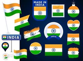 colección de vectores de la bandera de la india. gran conjunto de diseño de bandera nacional