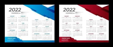 escritorio calendario diseño 2022 plantilla calendario de pared 2022 vector