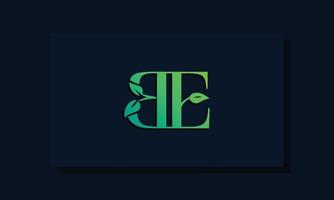 Minimal leaf style Initial BE logo. vector