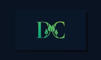 logotipo de dc inicial de estilo de hoja mínima vector