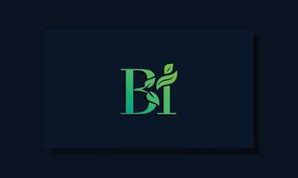 Minimal leaf style Initial BI logo. vector