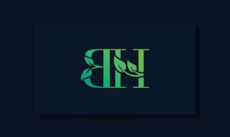 Minimal leaf style Initial BH logo. vector