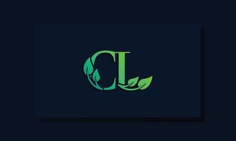 Minimal leaf style Initial CL logo. vector