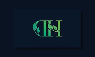 logotipo de dh inicial de estilo de hoja mínima vector