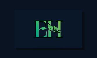Minimal leaf style Initial EH logo. vector