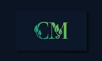 Minimal leaf style Initial CM logo. vector