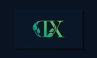 Minimal leaf style Initial DX logo vector