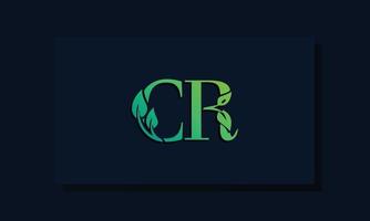 Minimal leaf style Initial CR logo. vector