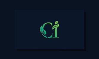 Minimal leaf style Initial CI logo. vector