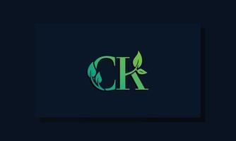 Minimal leaf style Initial CK logo. vector