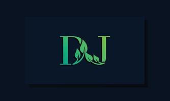 Minimal leaf style Initial DJ logo vector