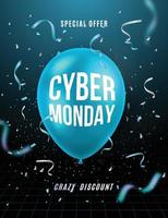 Cyber Monday 3d background. vector