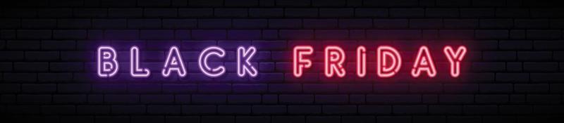 Black Friday neon long signboard. vector