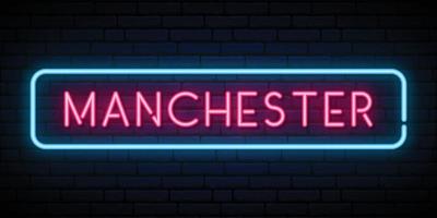 Manchester neon sign. vector