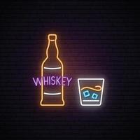 Neon Whiskey sign. vector