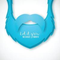 Vector paper art blue beard, mustache and inscription