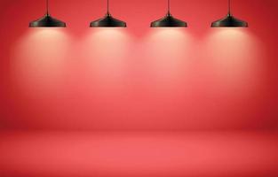 Red studio empty room background vector