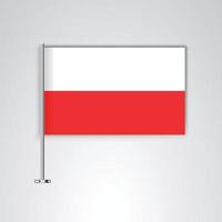 bandera de polonia con palo de metal vector