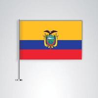 bandera de ecuador con varilla de metal vector