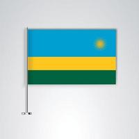 bandera de ruanda con palo de metal vector