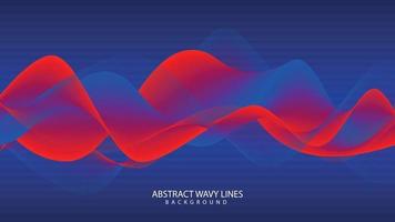 Abstract wavy lines on blue gradient background vector