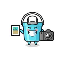 Character Illustration of plastic bucket as a photographer vector