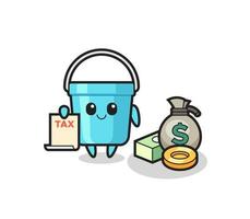 Character cartoon of plastic bucket as a accountant vector