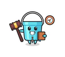 Mascot cartoon of plastic bucket as a judge vector