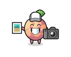 Character Illustration of pluot fruit as a photographer