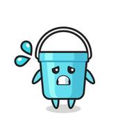 plastic bucket mascot character with afraid gesture vector