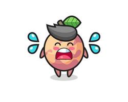 pluot fruit cartoon illustration with crying gesture vector