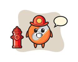 personaje mascota de sacapuntas como bombero vector