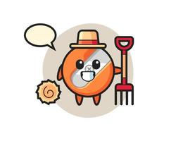 Mascot character of pencil sharpener as a farmer vector