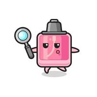 perfume cartoon character searching with a magnifying glass vector