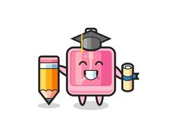 perfume illustration cartoon is graduation with a giant pencil vector