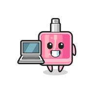 Mascot Illustration of perfume with a laptop vector