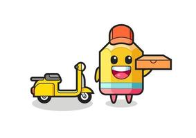 Character Illustration of pencil as a pizza deliveryman vector