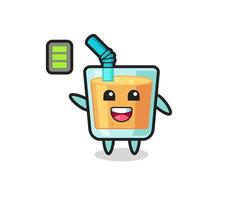 orange juice mascot character with energetic gesture vector