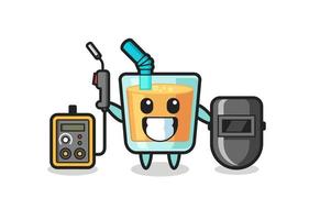 Character mascot of orange juice as a welder vector