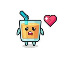 orange juice cartoon illustration is broken heart vector