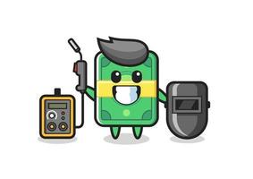 Character mascot of money as a welder vector