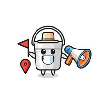 Character cartoon of metal bucket as a tour guide vector