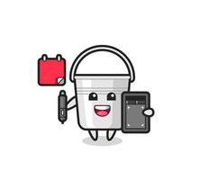 Illustration of metal bucket mascot as a graphic designer vector