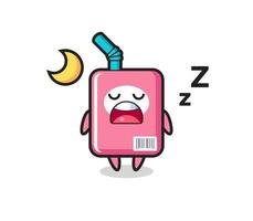 milk box character illustration sleeping at night vector