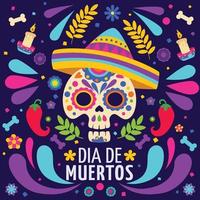 Flat Hand Drawn Day of the Dead vector