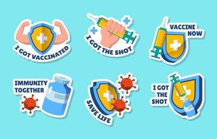 Sticker Set of After Vaccine Movement vector