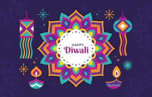 fondo colorido de diwali vector