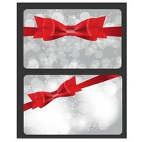 Holiday gift cards with red bow, ribbon and place for text. vector
