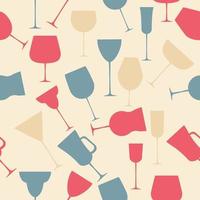 Seamless background pattern of retro alcoholic glass. vector