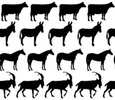 vector domestic animals silhouettes seamless pattern